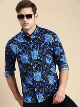 Men Blue Printed Casual Shirt-DROSHPRINT-8197-Blue